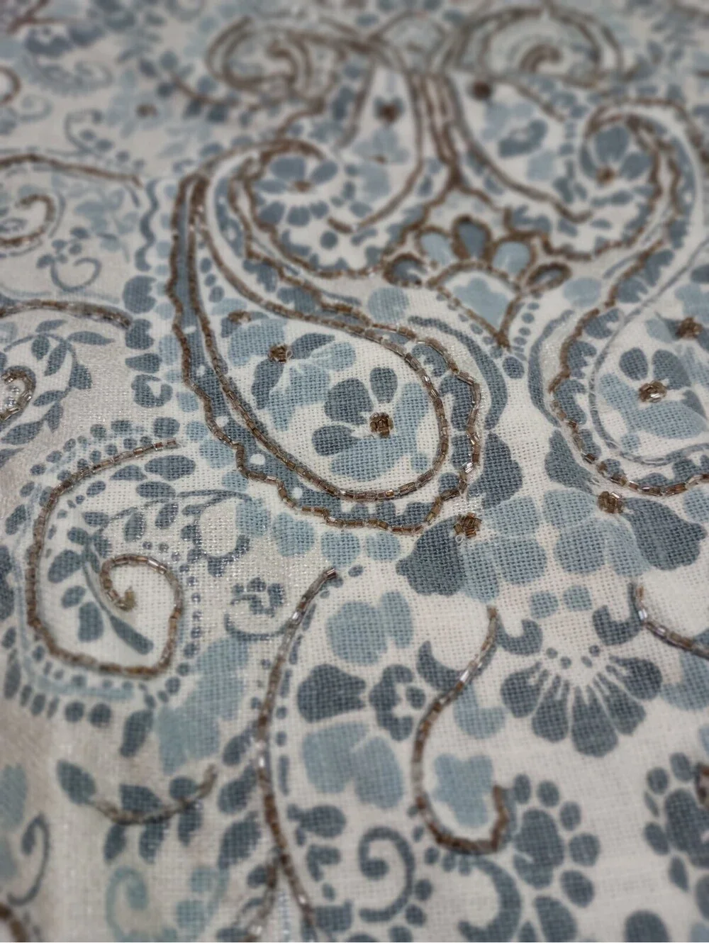 Hotel Collection Beaded Decorative Pillow Cover 20 X 20 Boho Cotton Blue Gray